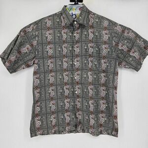 Tori‎ Richard Shirt Mens Medium Geometric Button Short Sleeve Casual Cotton Lawn